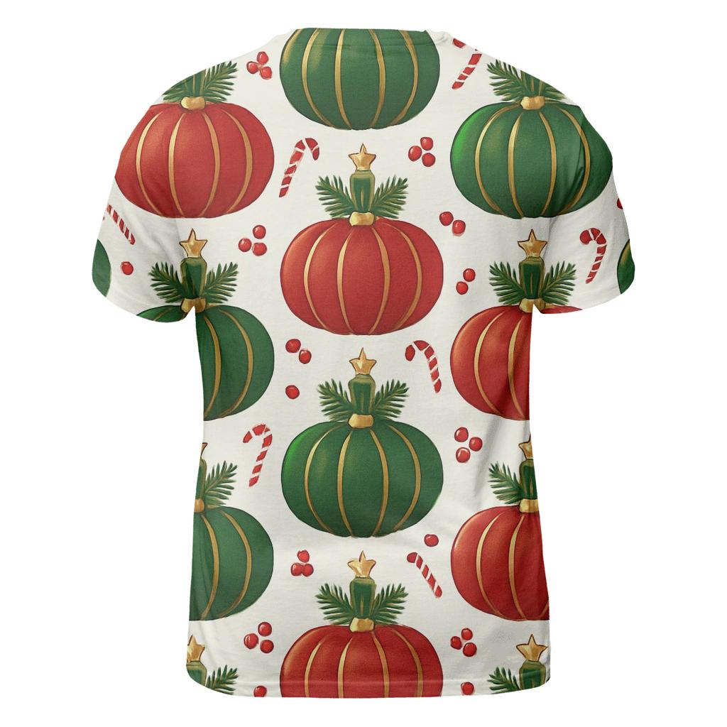 Crimson Ornament Pumpkin Tessellation On Snow White Background custom all-over print shirts