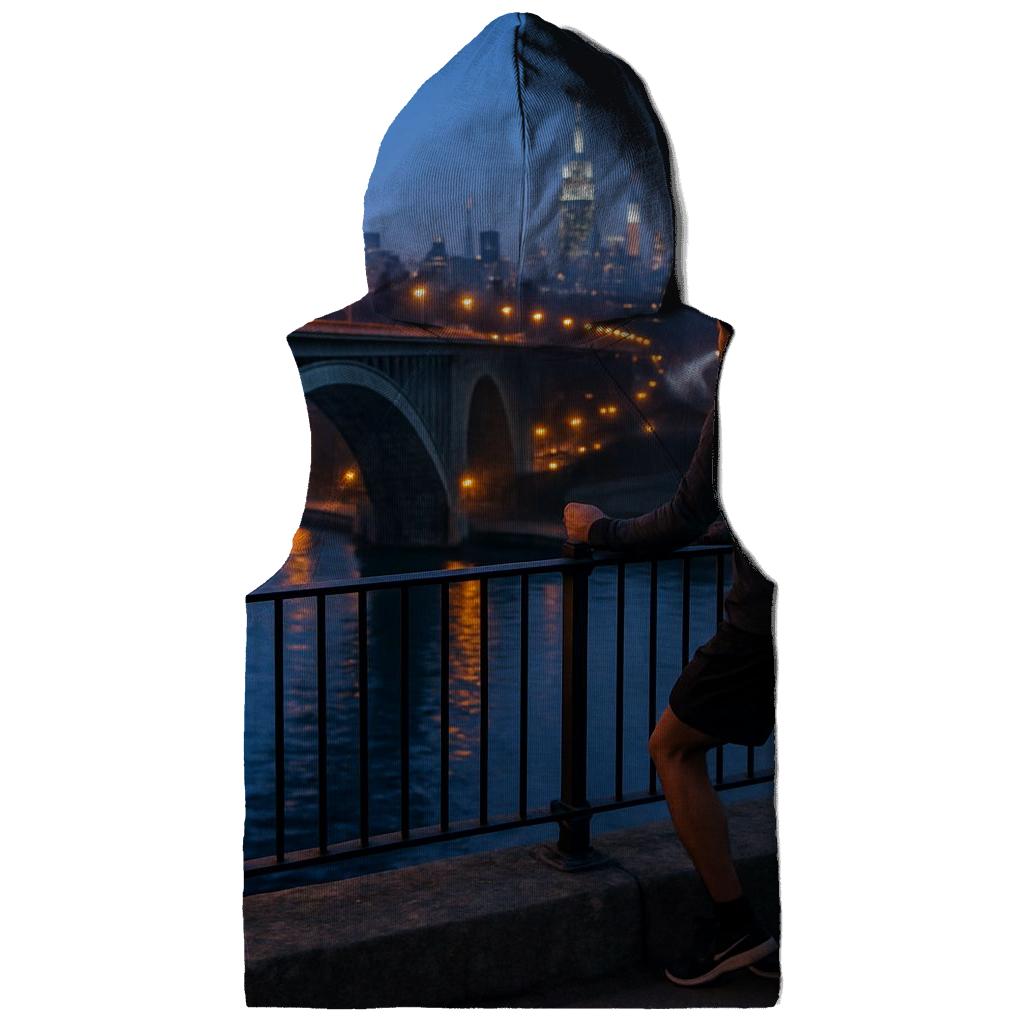 Harlem River Blue Hour From The High Bridge Walkway premium hoodies