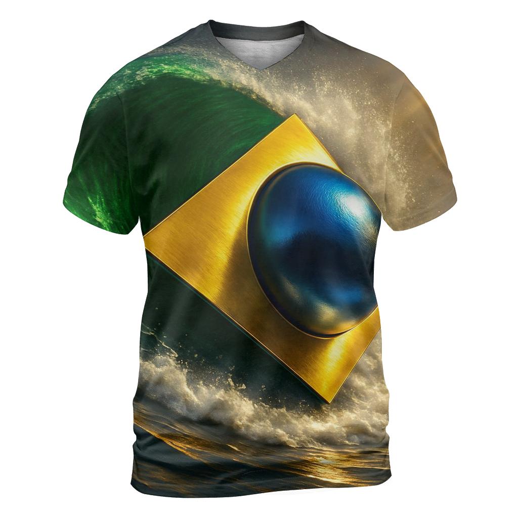 Brazil Metallic Aurora Flag trendy printed shirt styles