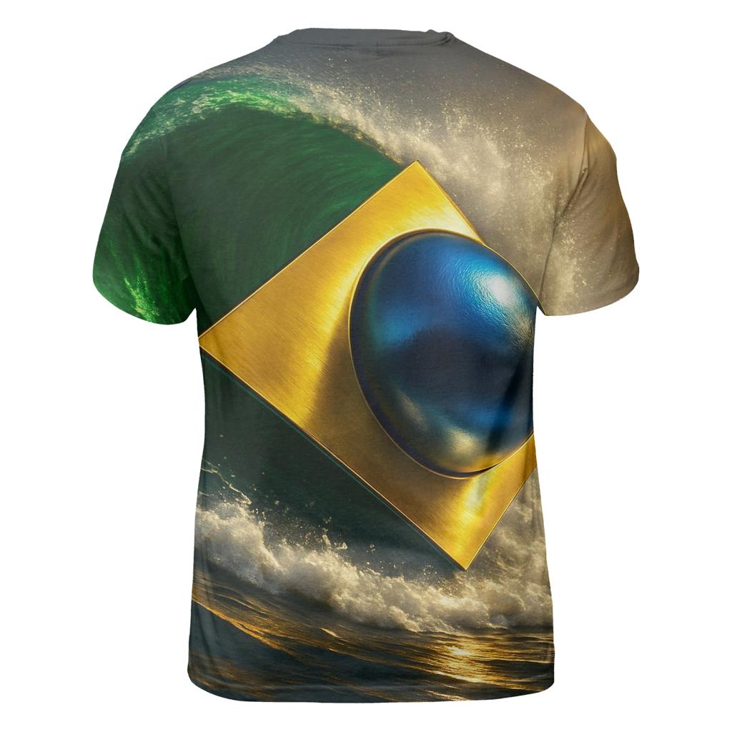 Brazil Metallic Aurora Flag trendy printed shirt styles