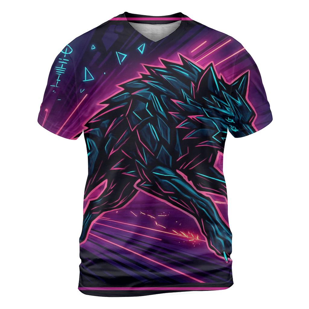 Obsidian Circuit Wolf In The Neon Forge custom all-over print shirts