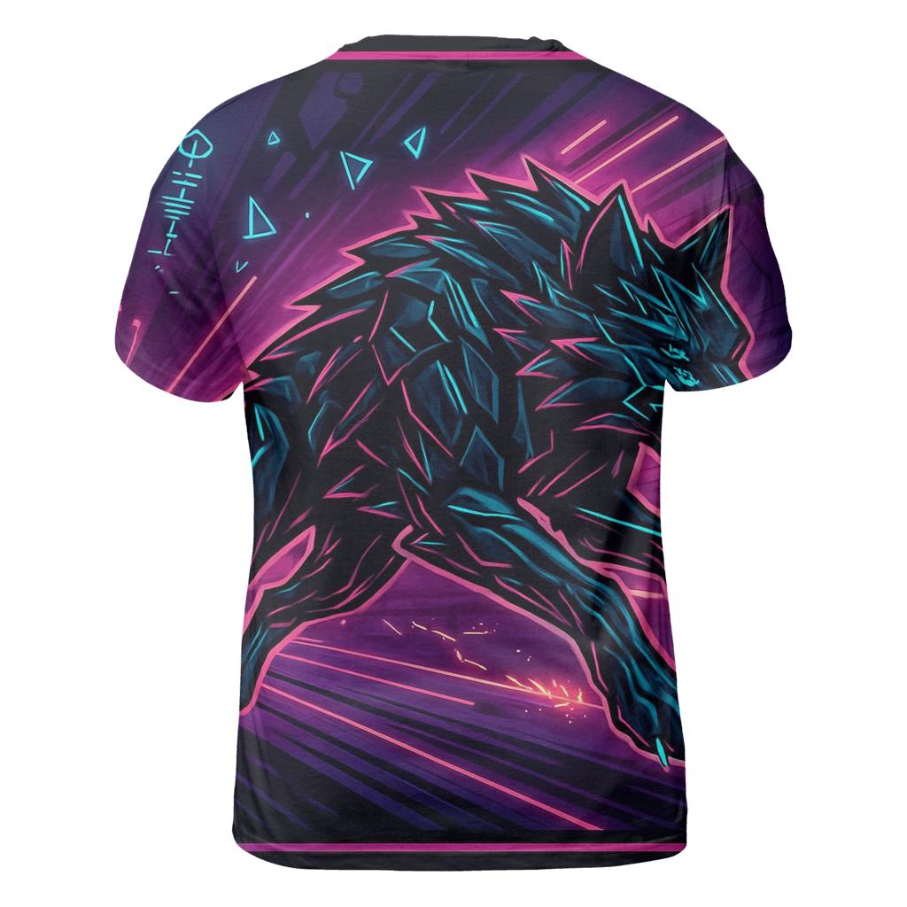 Obsidian Circuit Wolf In The Neon Forge custom all-over print shirts