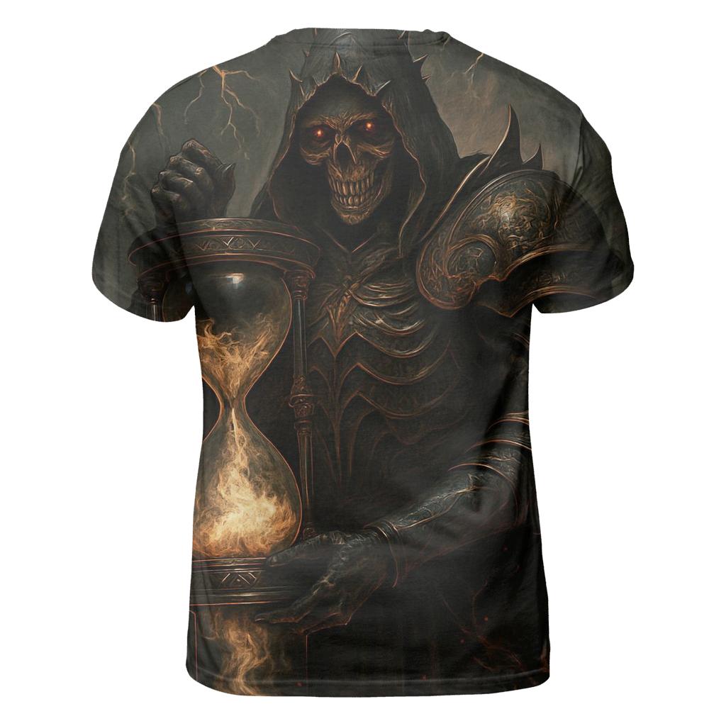 The Obsidian Hourglass Warden artistic all-over print tops