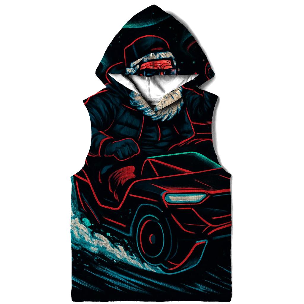 Neon Sleigh Drift Santa lightweight hoodies