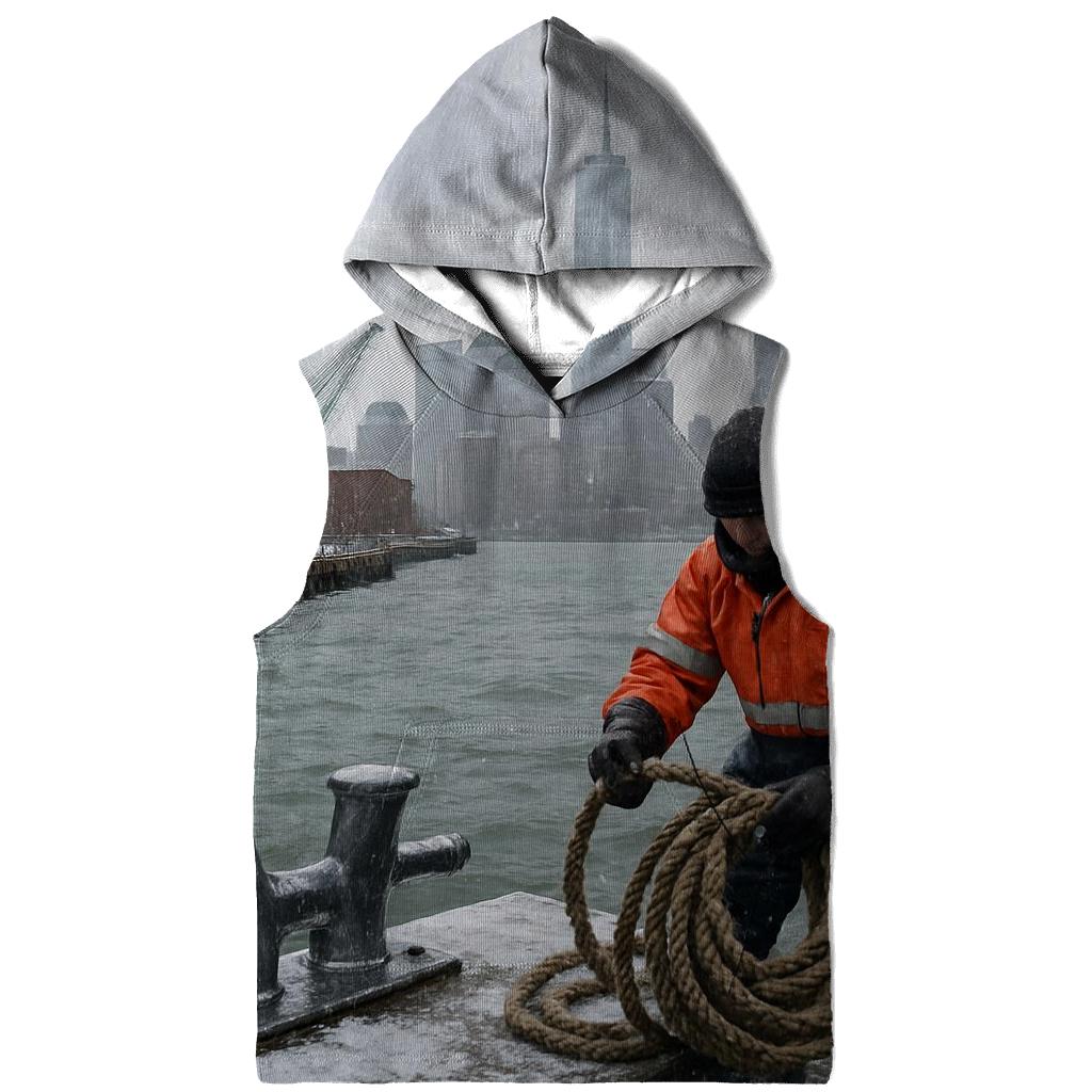 First Snow Over Lower Manhattan From Red Hook Waterfront heavyweight hoodies