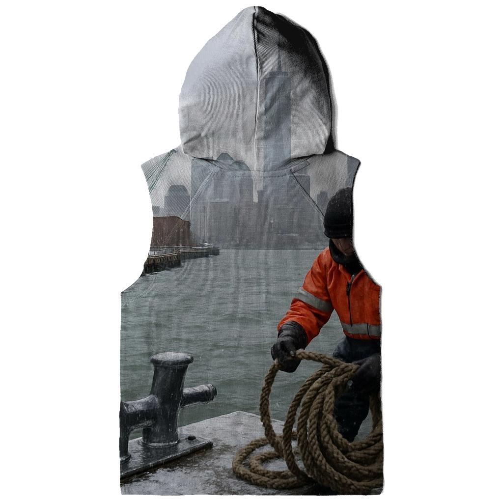 First Snow Over Lower Manhattan From Red Hook Waterfront heavyweight hoodies