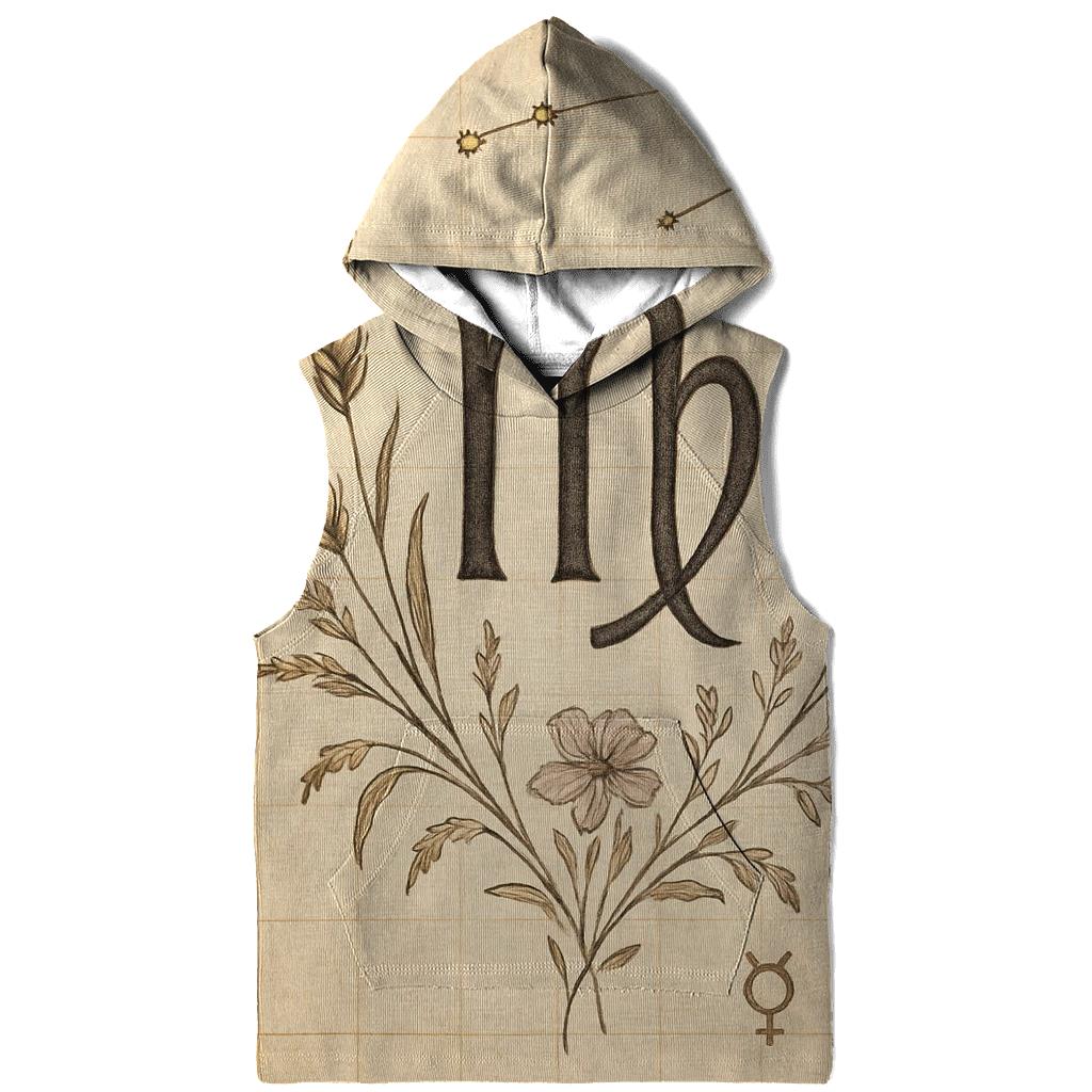 Virgo Wheat Glyph With Celestial Botanical Chart zip-up hoodies