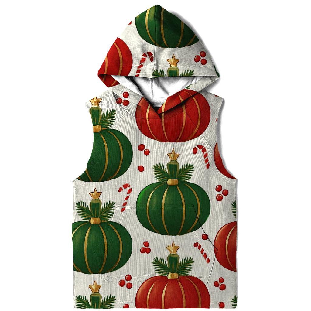 Crimson Ornament Pumpkin Tessellation On Snow White Background embroidered hoodies