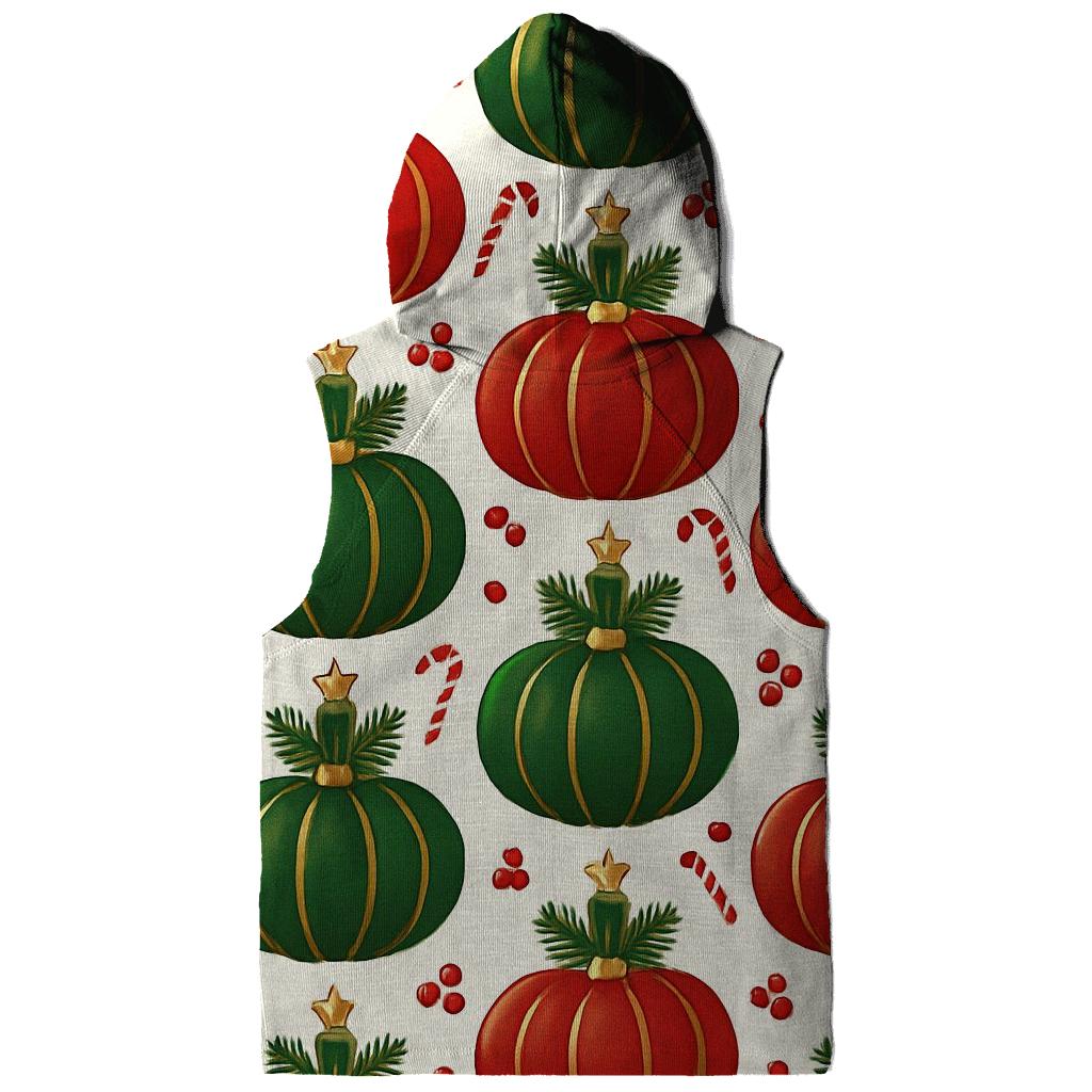 Crimson Ornament Pumpkin Tessellation On Snow White Background embroidered hoodies