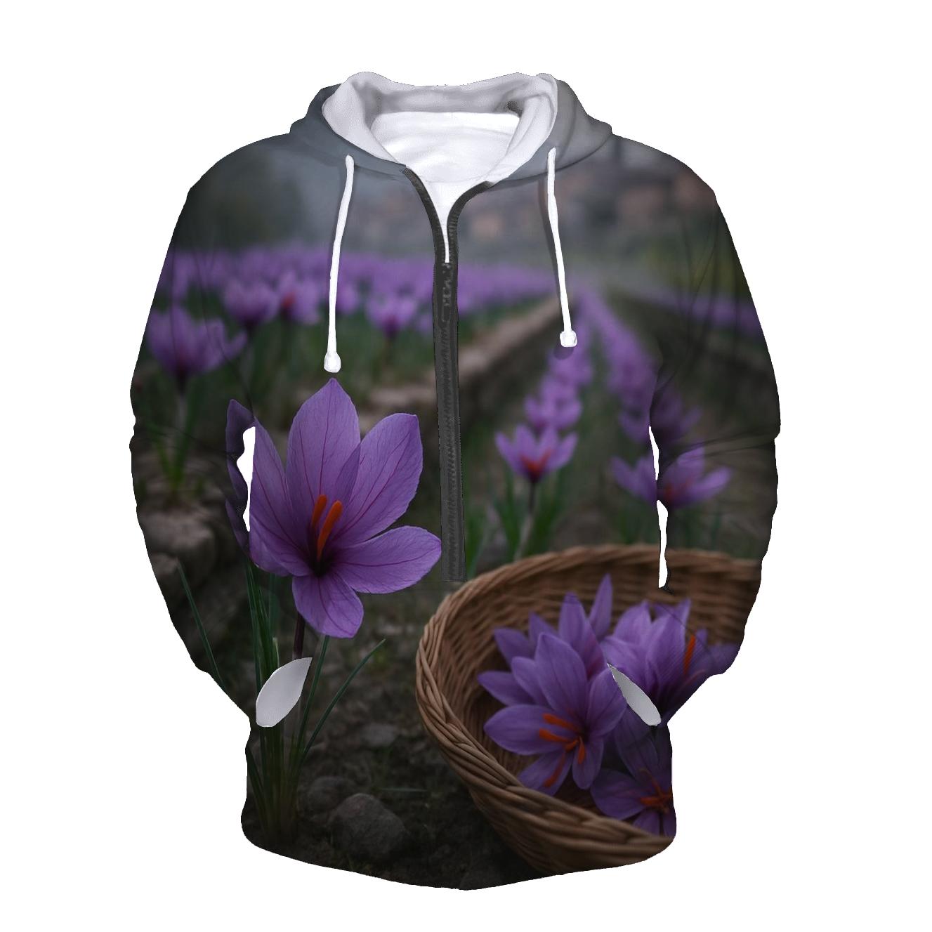 Saffron Crocus Harvest On A Kashmir Terrace graphic hoodies