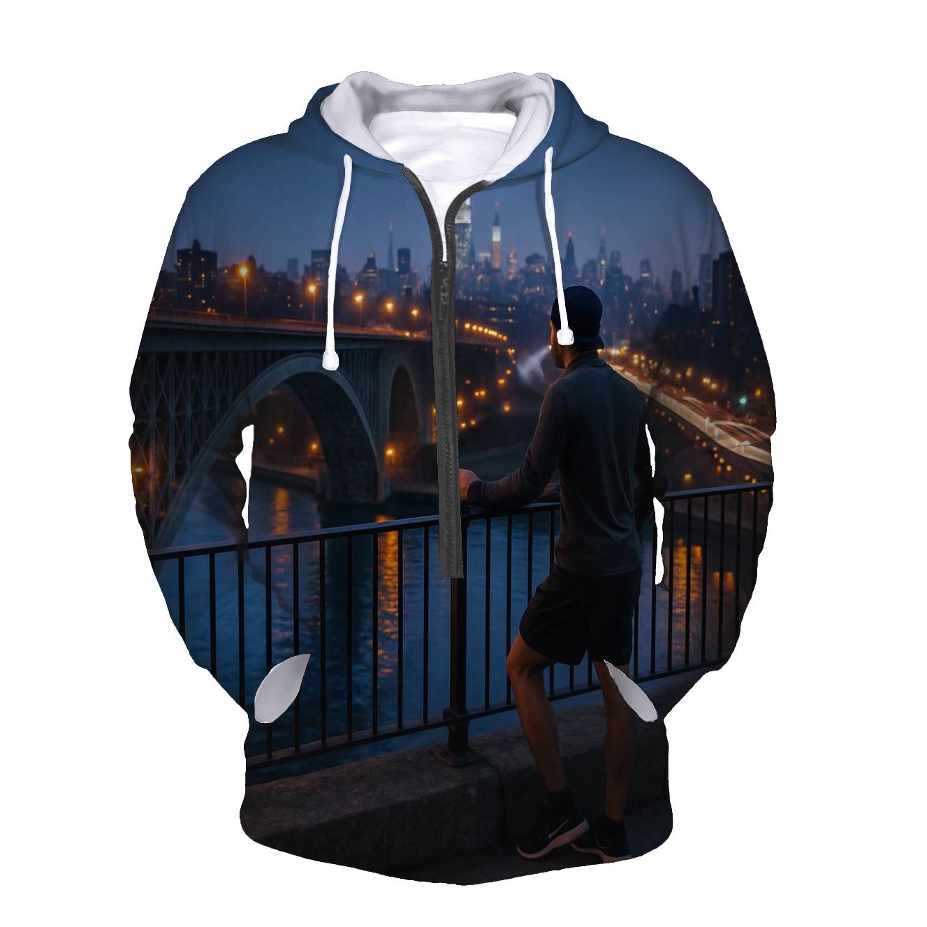 Harlem River Blue Hour From The High Bridge Walkway custom hoodies
