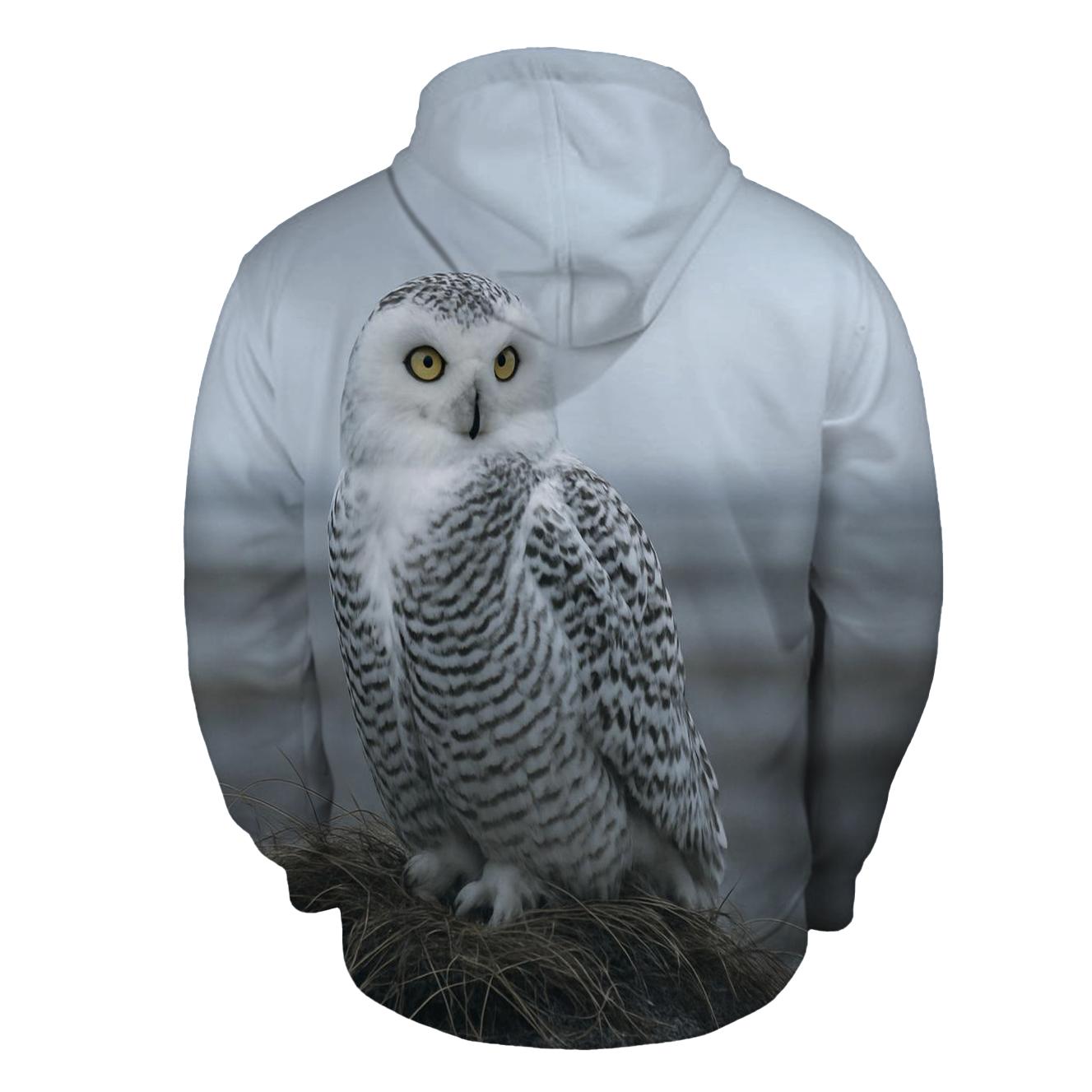 Frostline Sentinel Snowy Owl zip-up hoodies
