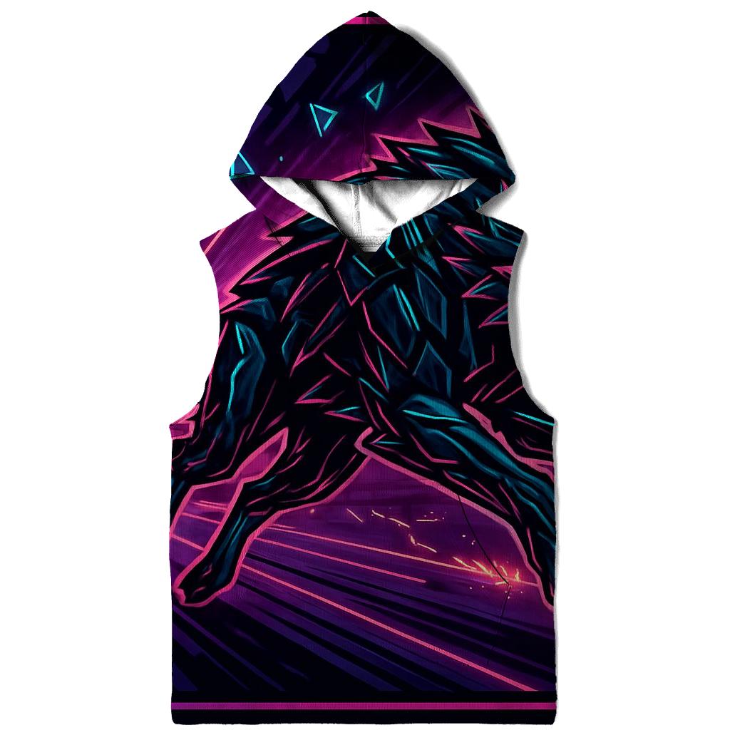 Obsidian Circuit Wolf In The Neon Forge pullover hoodies