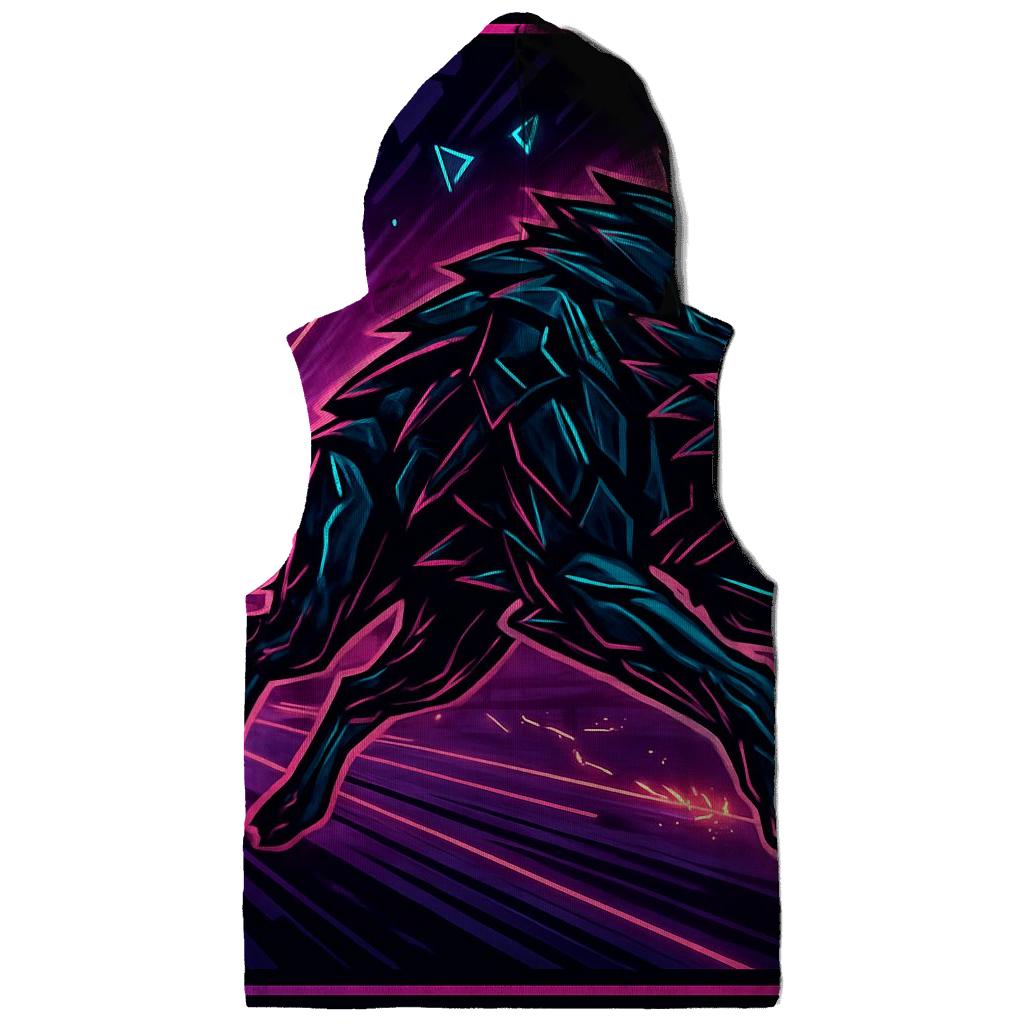 Obsidian Circuit Wolf In The Neon Forge pullover hoodies
