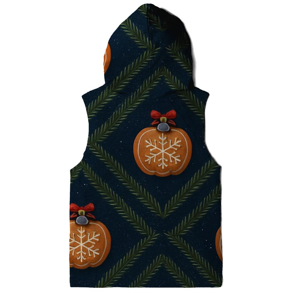 Midnight Fir Needle Stripe Grid With Gingerbread Pumpkin Baubles graphic hoodies