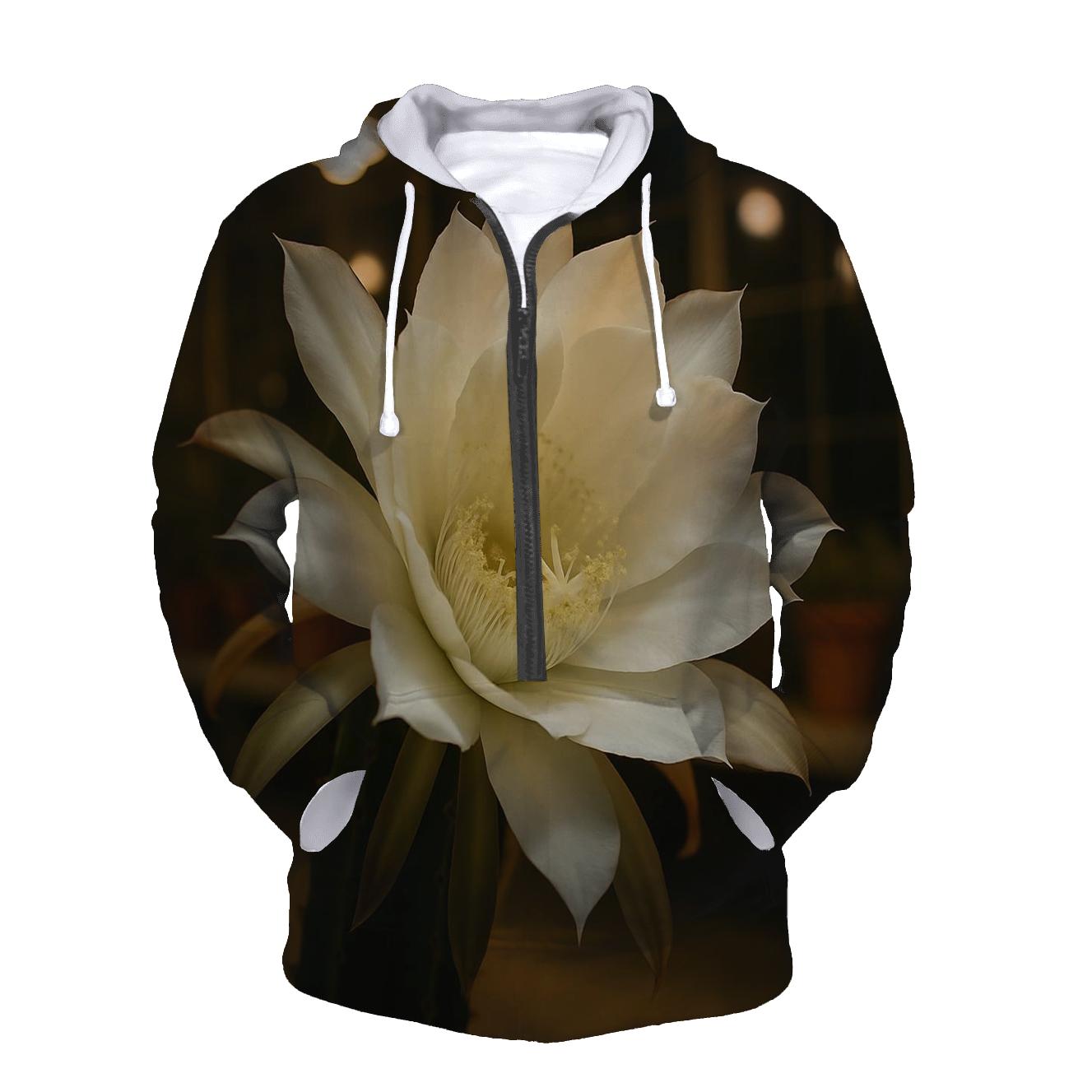 Night Blooming Cereus Opening In A Desert Greenhouse hoodie designs