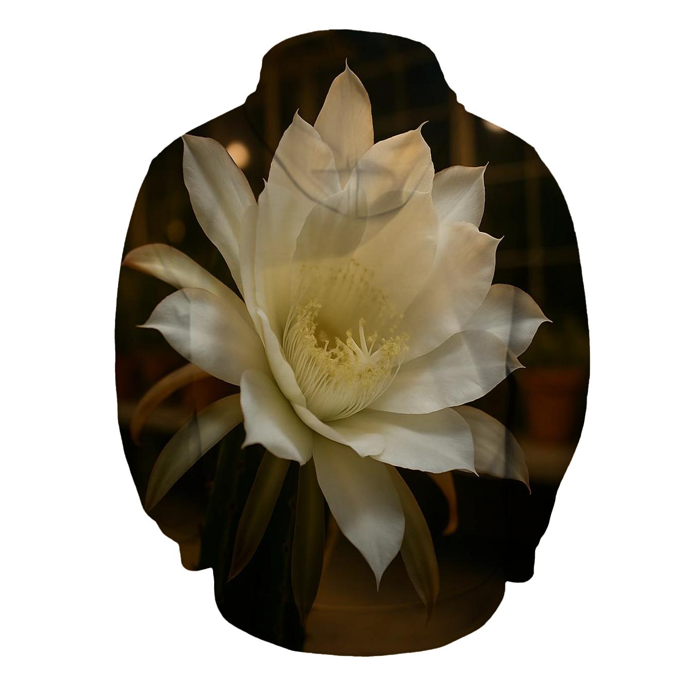 Night Blooming Cereus Opening In A Desert Greenhouse hoodie designs