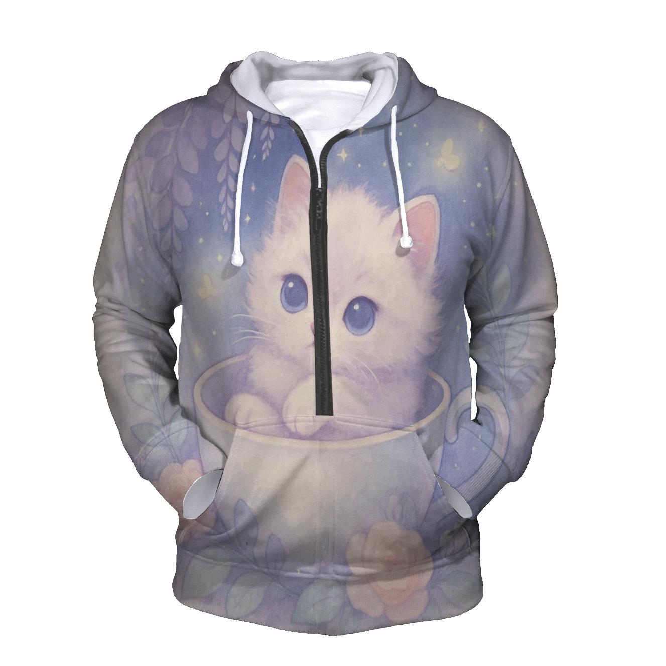 Moonlit Teacup Kitten Garden heavyweight hoodies