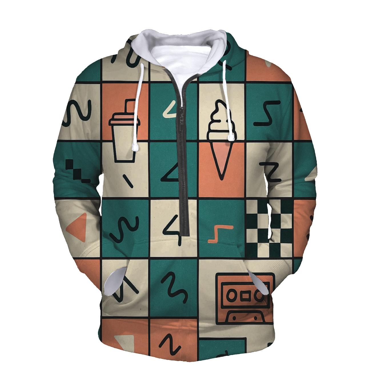 Mall Food Court Neon Tiles zip-up hoodies