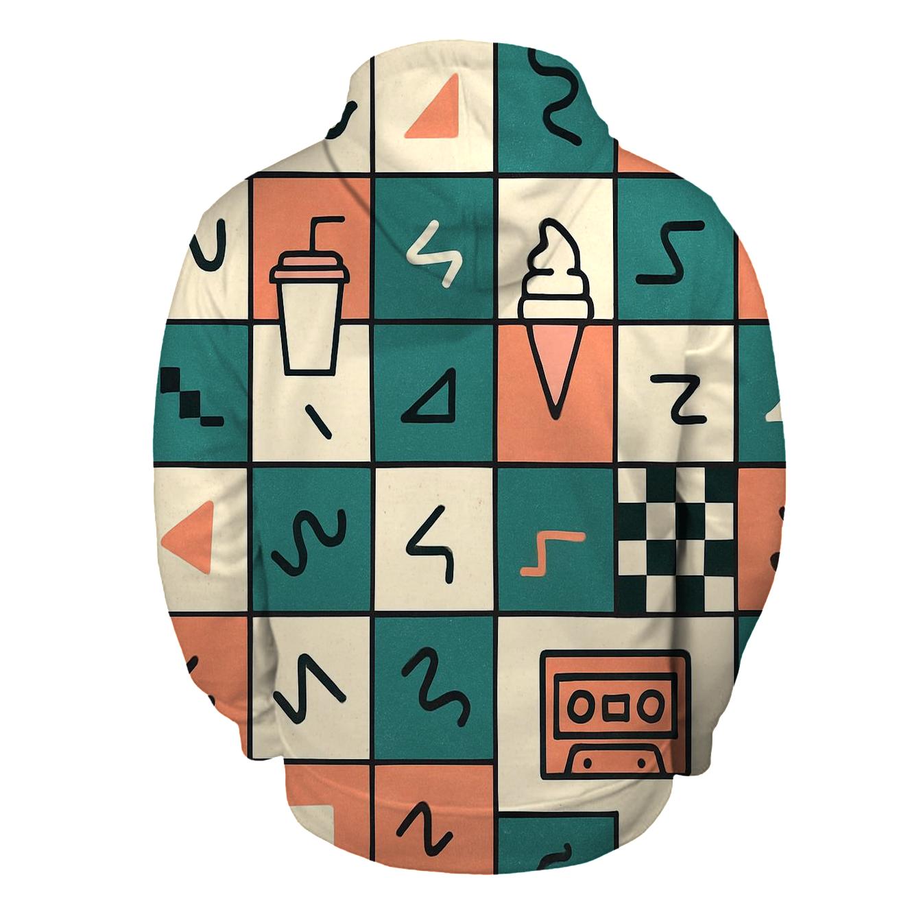 Mall Food Court Neon Tiles zip-up hoodies