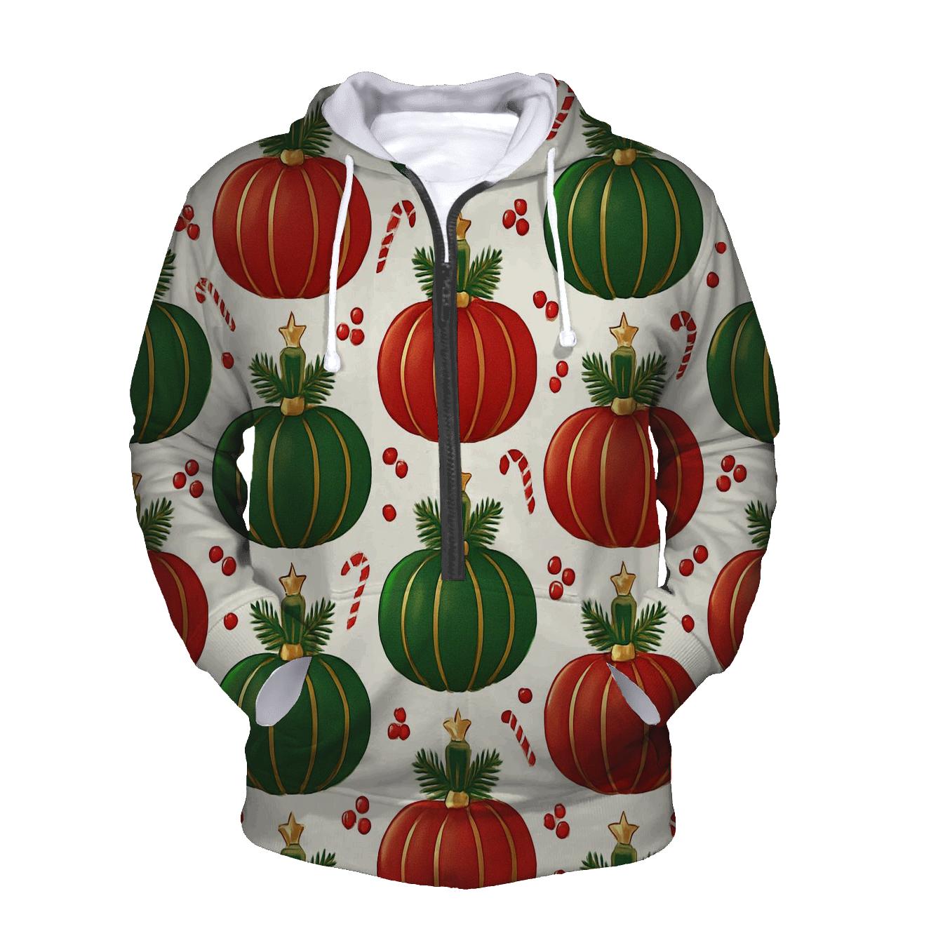 Crimson Ornament Pumpkin Tessellation On Snow White Background custom hoodies