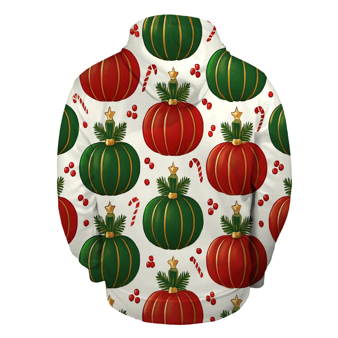 Crimson Ornament Pumpkin Tessellation On Snow White Background custom hoodies
