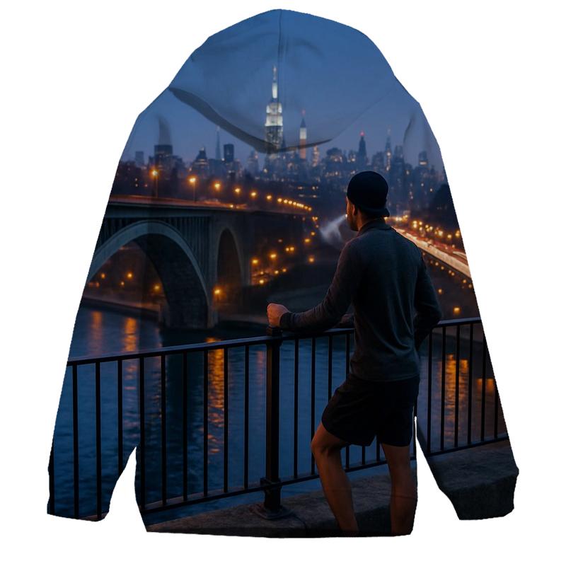 Harlem River Blue Hour From The High Bridge Walkway pullover hoodies