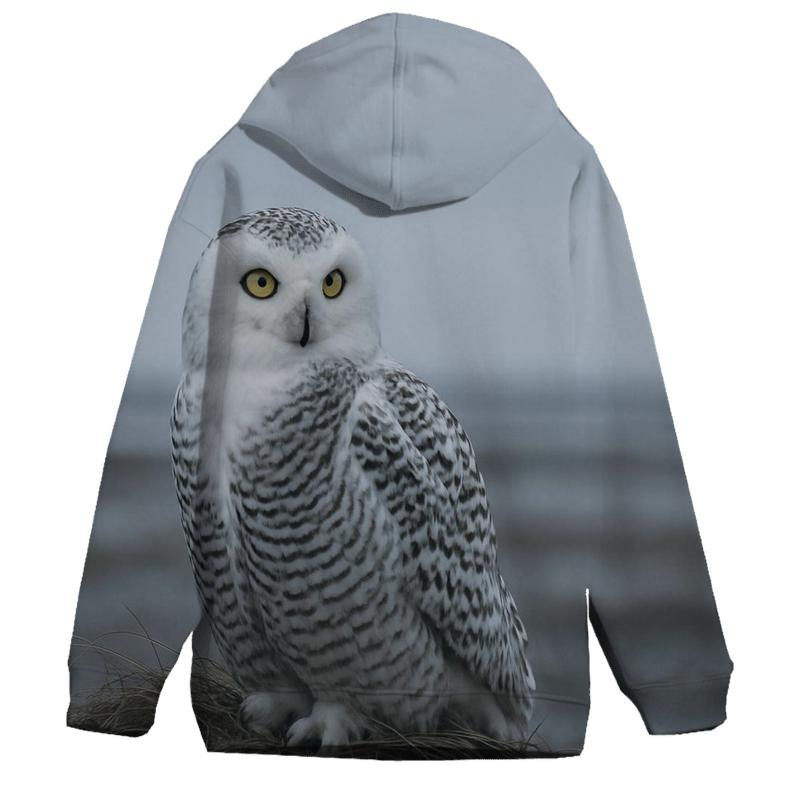 Frostline Sentinel Snowy Owl printed hoodies