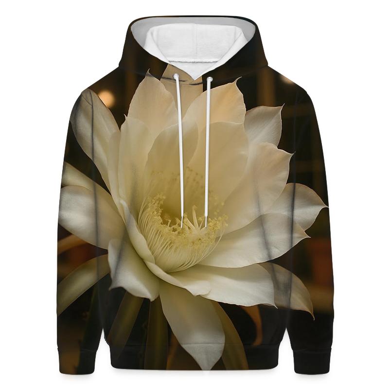 Night Blooming Cereus Opening In A Desert Greenhouse designer hoodies