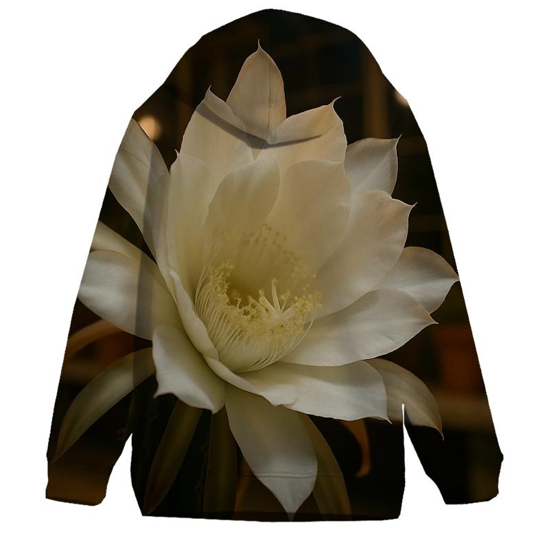 Night Blooming Cereus Opening In A Desert Greenhouse designer hoodies