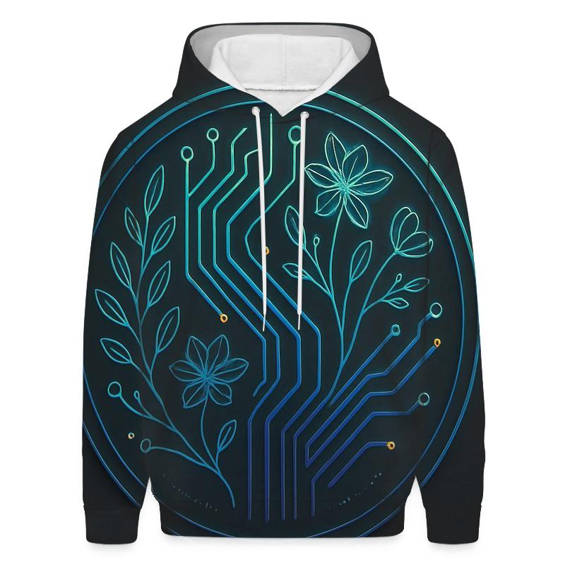 Aurora Circuit Botanical Emblem premium hoodies