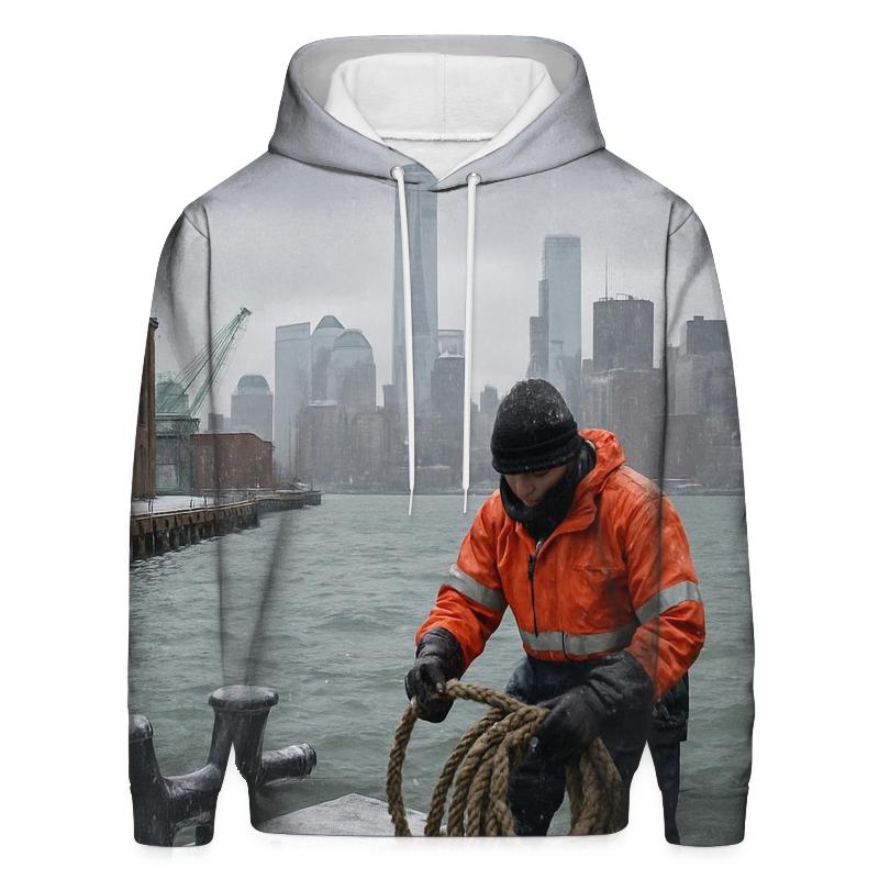 First Snow Over Lower Manhattan From Red Hook Waterfront lightweight hoodies