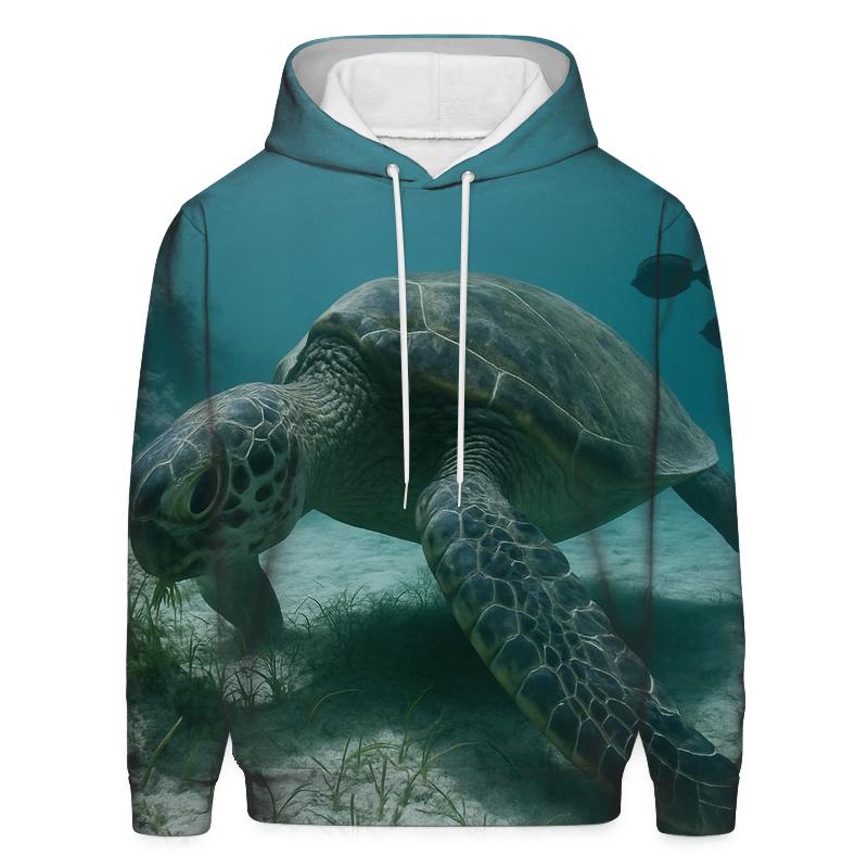 Reef Edge Glide Green Sea Turtle designer hoodies