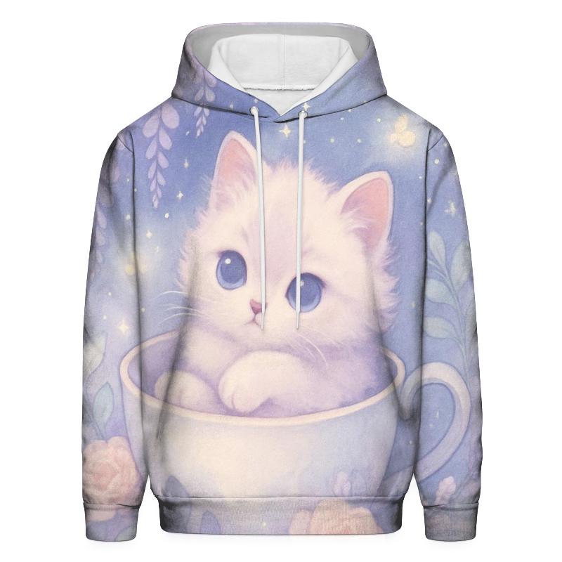 Moonlit Teacup Kitten Garden printed hoodies