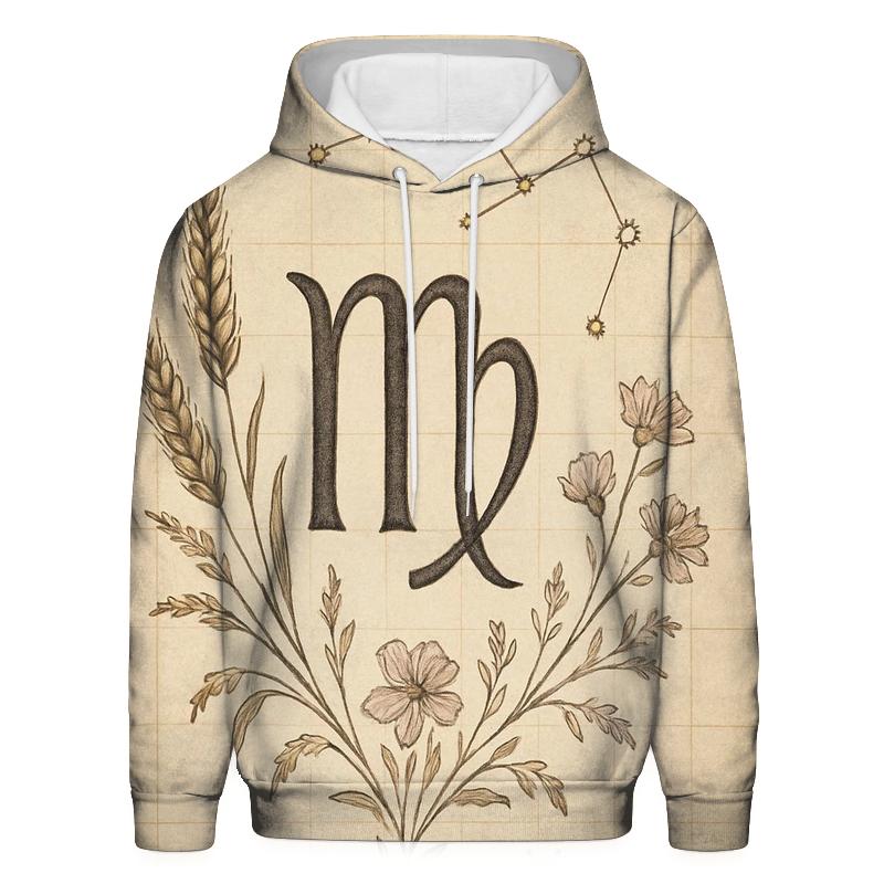 Virgo Wheat Glyph With Celestial Botanical Chart hoodie designs