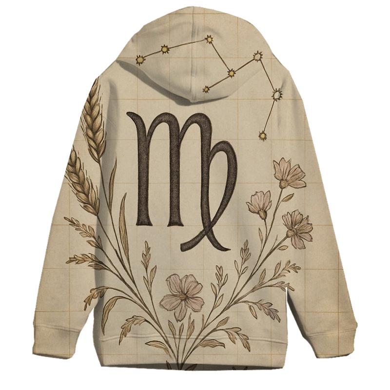Virgo Wheat Glyph With Celestial Botanical Chart hoodie designs