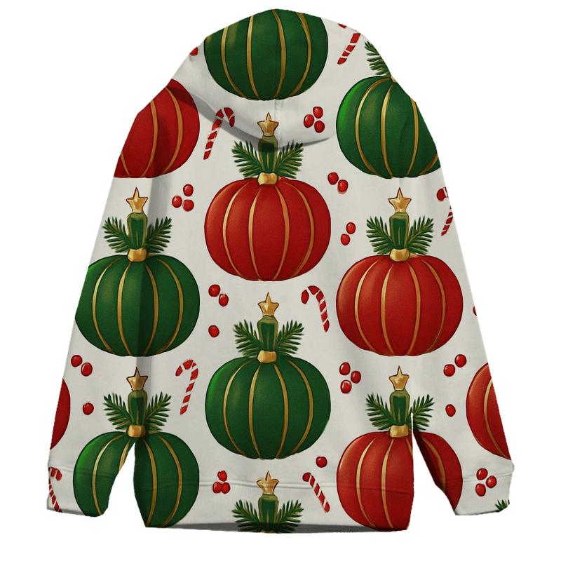 Crimson Ornament Pumpkin Tessellation On Snow White Background zip-up hoodies