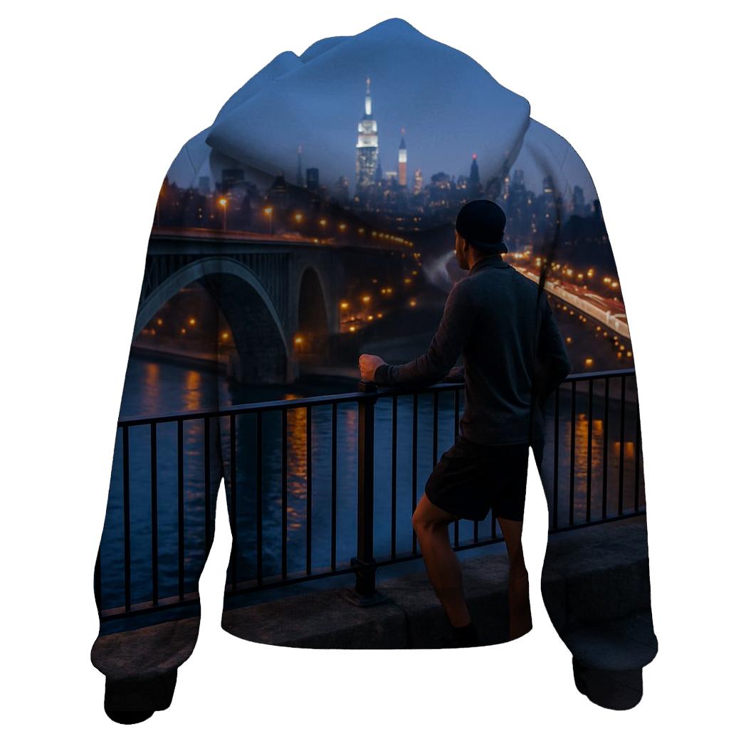 Harlem River Blue Hour From The High Bridge Walkway heavyweight hoodies