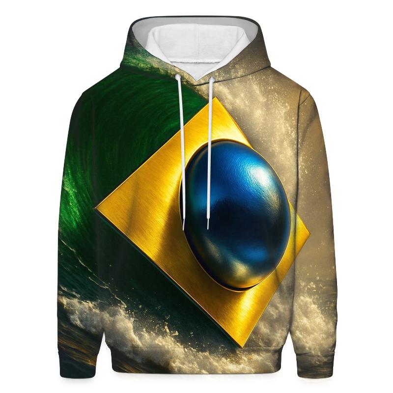 Brazil Metallic Aurora Flag printed hoodies