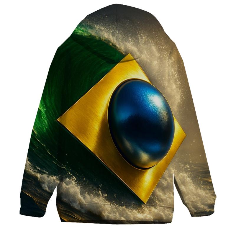 Brazil Metallic Aurora Flag printed hoodies