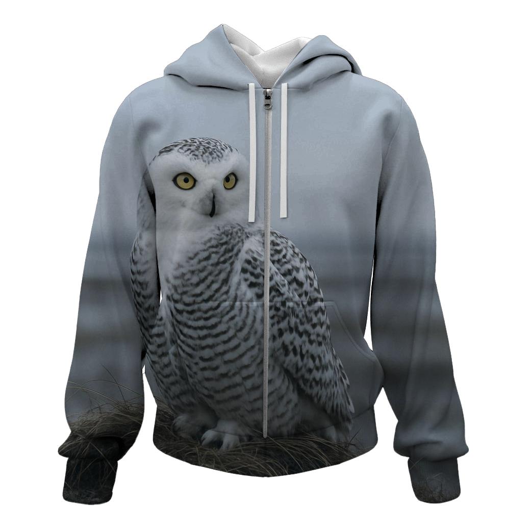 Frostline Sentinel Snowy Owl heavyweight hoodies