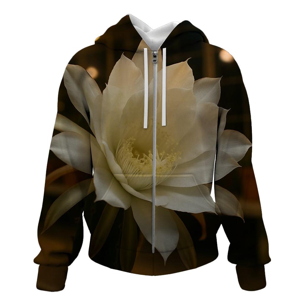 Night Blooming Cereus Opening In A Desert Greenhouse graphic hoodies