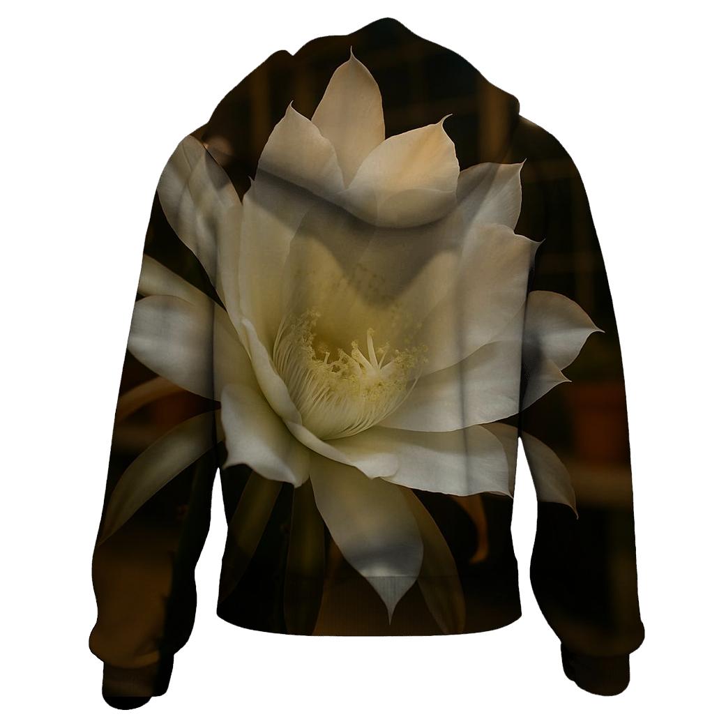 Night Blooming Cereus Opening In A Desert Greenhouse graphic hoodies