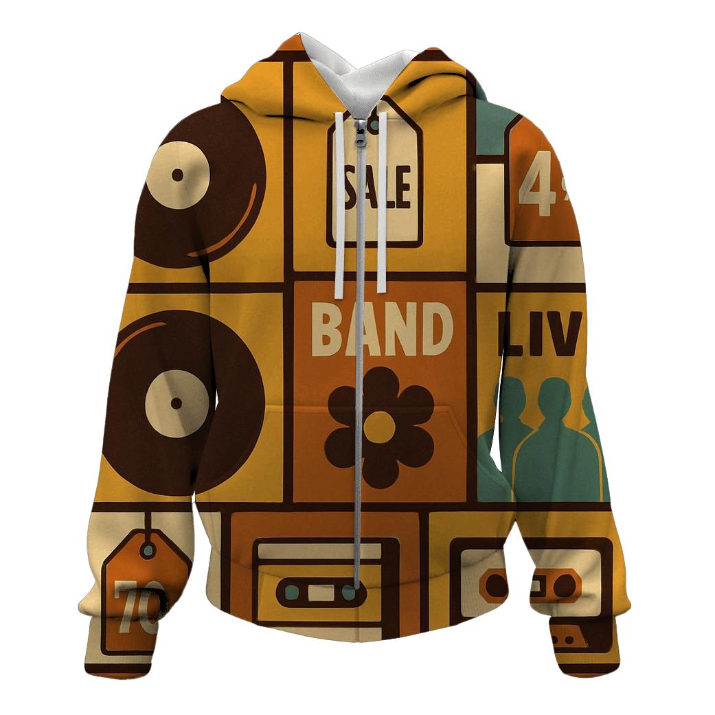 Record Store Window Collage lightweight hoodies