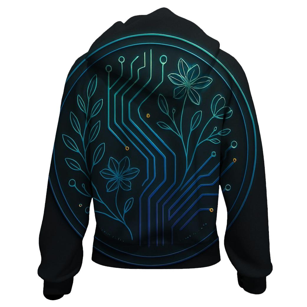 Aurora Circuit Botanical Emblem embroidered hoodies