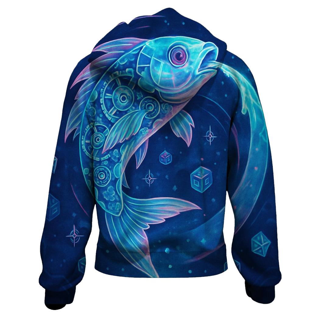 Clockwork Koi Dream Forge zip-up hoodies