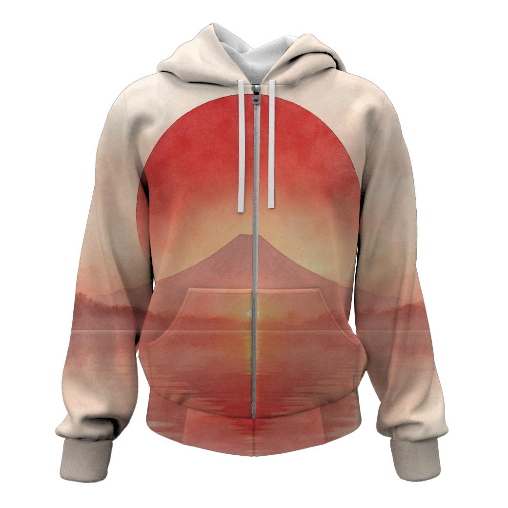 Japan Dawn Mirror Flag printed hoodies