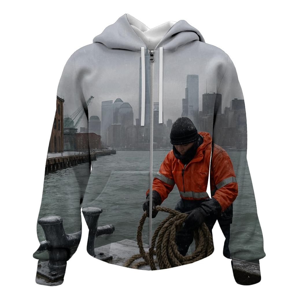 First Snow Over Lower Manhattan From Red Hook Waterfront hoodie styles