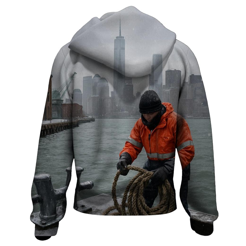 First Snow Over Lower Manhattan From Red Hook Waterfront hoodie styles