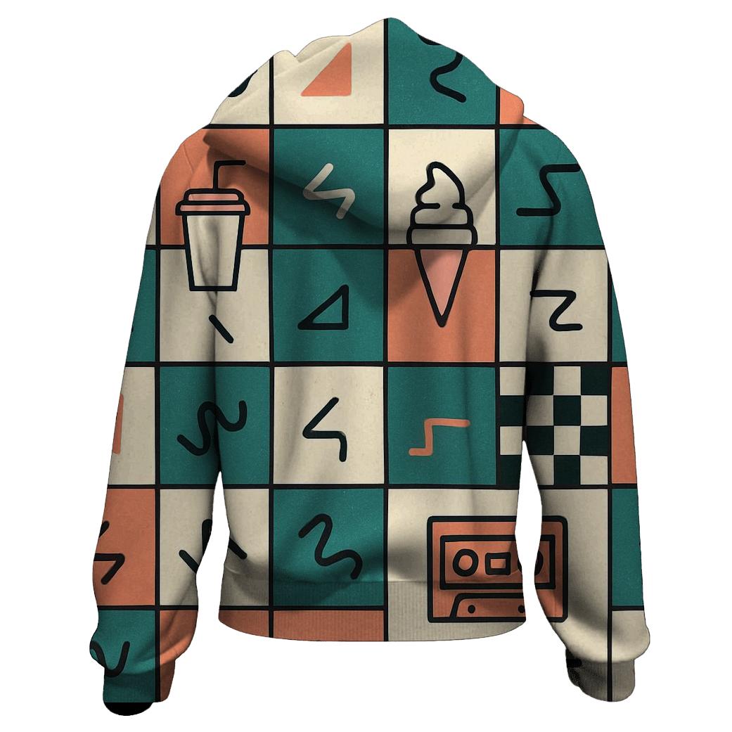 Mall Food Court Neon Tiles zip-up hoodies